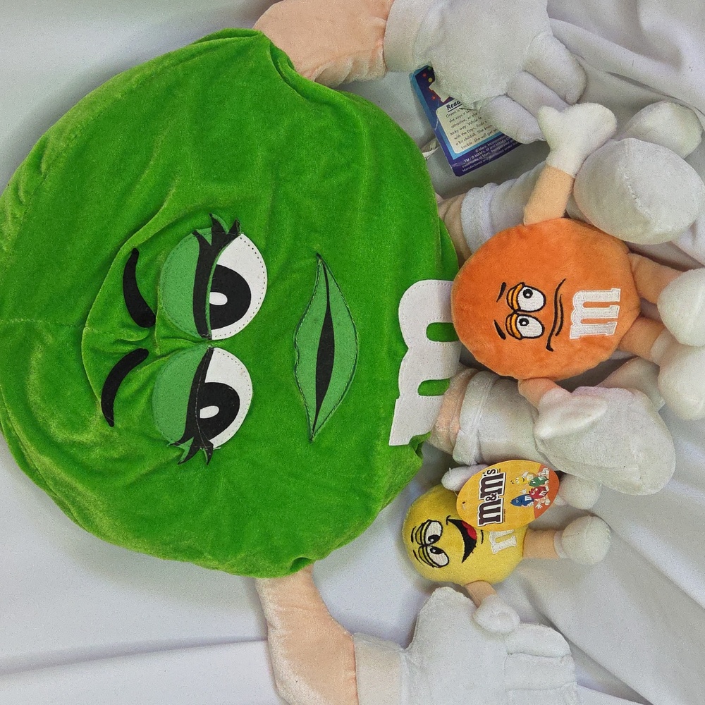 M&M Plush Bundle Vintage 2001 Green Yellow Orange Characters